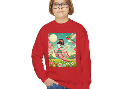 Geisha Fairy and the Hummingbird Blossom Youth Crewneck Sweatshirt