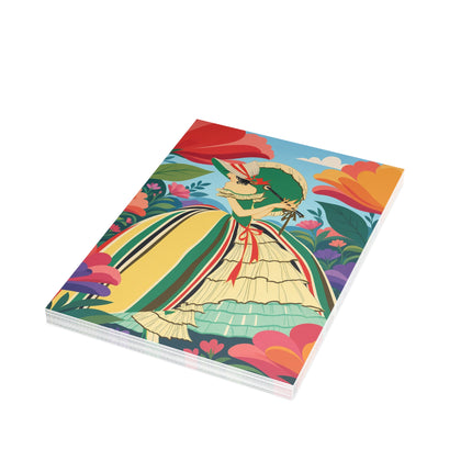 🌺🎀 The Girl In The Striped Garden Postcards With Envelopes – Art Deco Floral Fashion