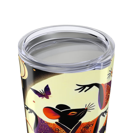 Theatrical Halloween Kabuki Mice on Teacup Tumbler 20oz