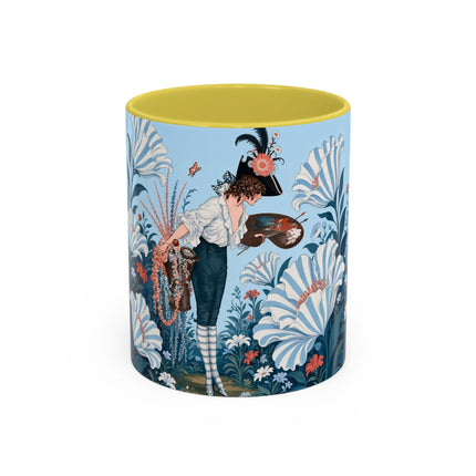 🎨💙 The Enchanted Garden Artist Colorful Mug – Art Deco Floral Whimsy