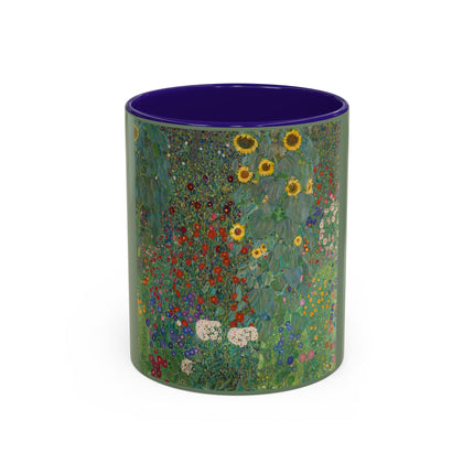 Farm Garden with Sunflowers by Gustav Klimt Colorful Mugs (11oz, 15oz)