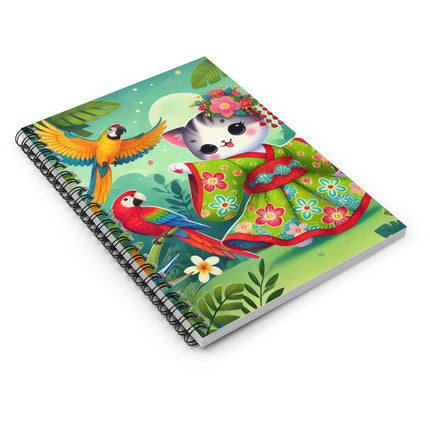 Parrot Dance of the Geisha Kitten Spiral Notebook - Ruled Line