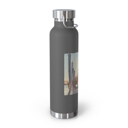 Gondola Moorings on the Grand Canal by John Singer Sargent Copper Vacuum Insulated Bottle, 22oz
