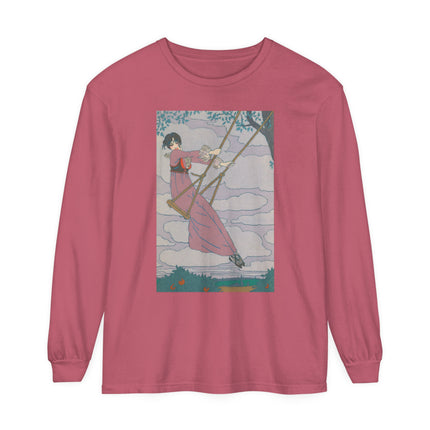 La balançoire by Georges Lepape Garment-dyed Long Sleeve T-Shirt
