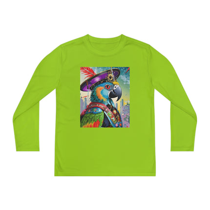 Tech Plumes Youth Long Sleeve Competitor Tee – Neon Wings & Cyberpunk Adventure