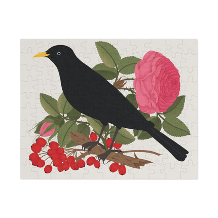 Blackbird & Rose Jigsaw Puzzle with Tin