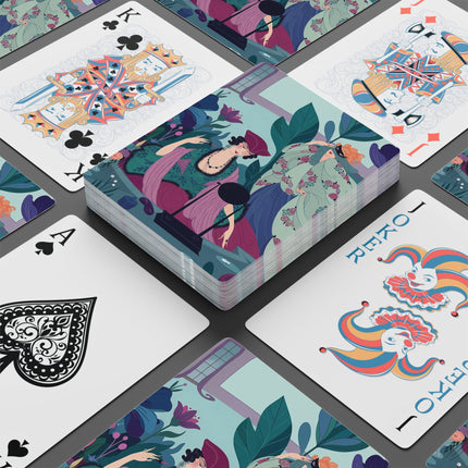 🎭🌸 The Ladies Of The Secret Masquerade Playing Cards – Art Deco Floral Mystery