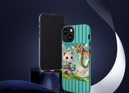 Geisha Kitten and the Dragon Kite Phone Cases