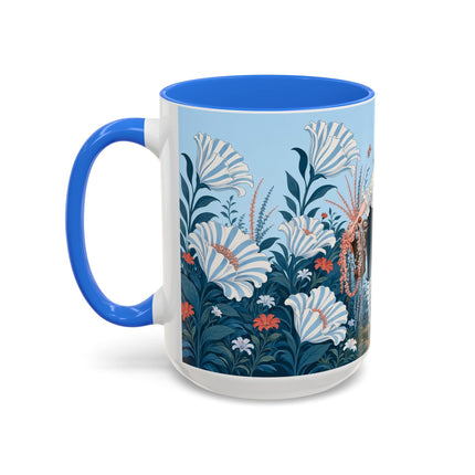 🎨💙 The Enchanted Garden Artist Colorful Mug – Art Deco Floral Whimsy