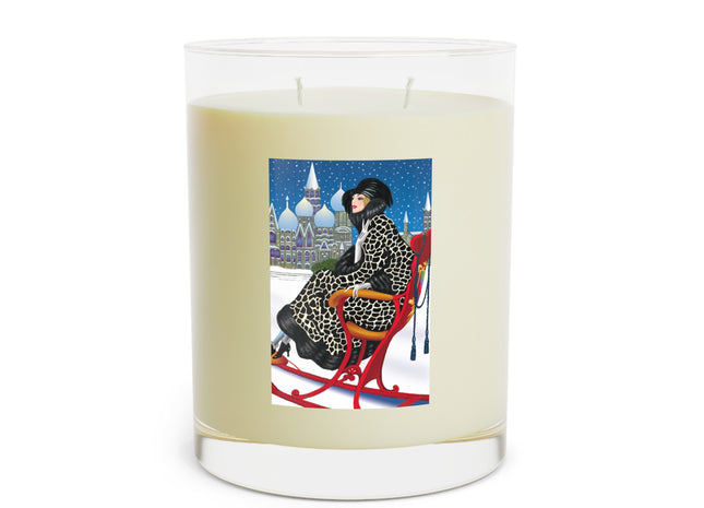 Elegant Winter Woman in Sleigh Scented Candle - Full Glass, 11oz