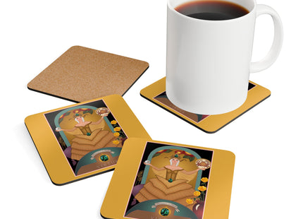 Gemini Zodiac Design – June & Pearl, Alexandrite by Sofia Chiostri | Corkwood Coaster Set