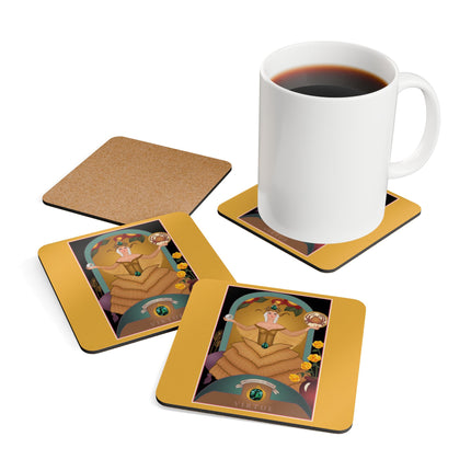 Gemini Zodiac Design – June & Pearl, Alexandrite by Sofia Chiostri | Corkwood Coaster Set
