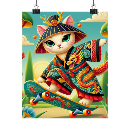 🐉🛹 Dragon Dance on Wheels Matte Vertical Poster – Adventure, Style & Dragon Spirit