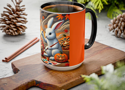 Halloween Rabbit’s Kabuki Jack-o’-Lanterns Colorful Mugs (11oz, 15oz)