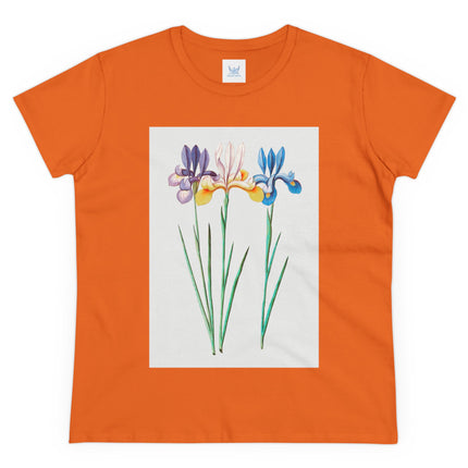 Women's Blue Iris Print Midweight Cotton Tee