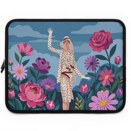 🌹👒 The Lady Among The Giant Roses Laptop Sleeve – Art Deco Floral Elegance