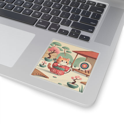 Archer Kitten in the Zen Garden Kiss-Cut Stickers (4 Sizes)