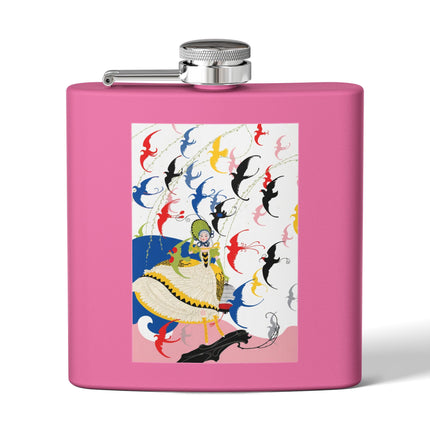 Flight of the Songbirds Stainless Steel Flask – Theatrical Whimsy & Colorful Harmony