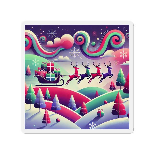 Festive Reindeer Flight Die-Cut Magnets (5 Sizes)