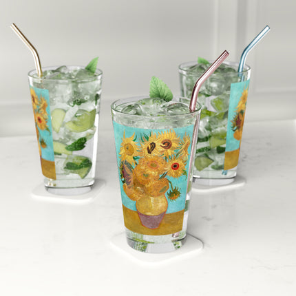 Vase with Twelve Sunflowers by Vincent van Gogh Glass, 16oz