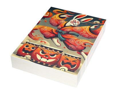 Jack-O’-Lantern Drums & The Kabuki Rabbit Postcards (envelopes included) - Bundles of 10, 30, 50 Pieces