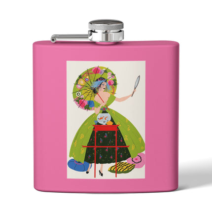 Lady with the Golden Fish Stainless Steel Flask – Whimsical Fashion & Playful Fantasy