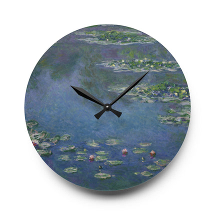 Water Lilies by Claude Monet Acrylic Wall Clock, Round and Square