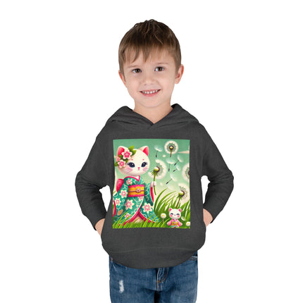 Geisha Kitten and the Dandelion Wish Toddler Pullover Fleece Hoodie
