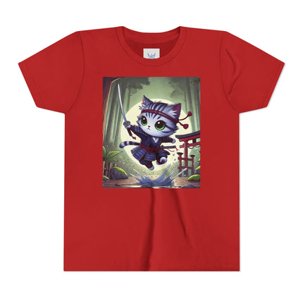 Moonlit Samurai Kitty Youth Short Sleeve Tee