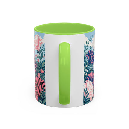 🌸🦋 The Enchanted Pink Blossom Retreat Colorful Mug – Art Deco Floral Whimsy