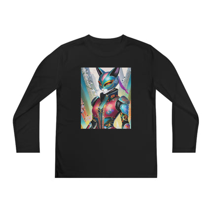 Cyberpunk Chic Youth Long Sleeve Competitor Tee – Holographic Style & Futuristic Adventure