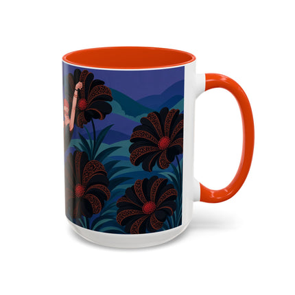 🖤🌺 The Midnight Floral Acrobat Colorful Mug – Art Deco Fashion Whimsy