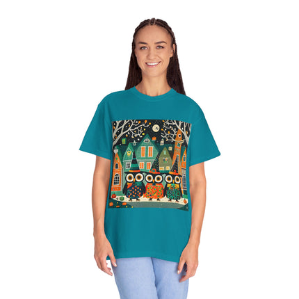 Night of the Trick-or-Treating Owlets Unisex Garment-Dyed T-shirt