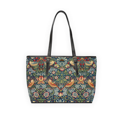 Strawberry Thief by William Morris PU Leather Shoulder Bag