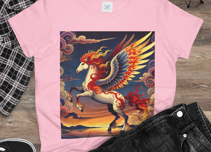 Flame-Winged Horse at Sunset Women's Midweight Cotton Tee