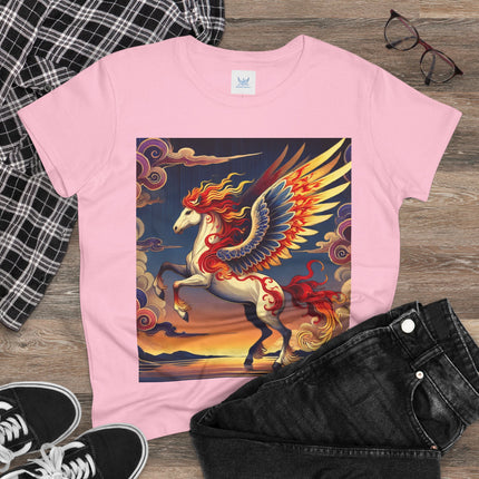 Flame-Winged Horse at Sunset Cotton Tee