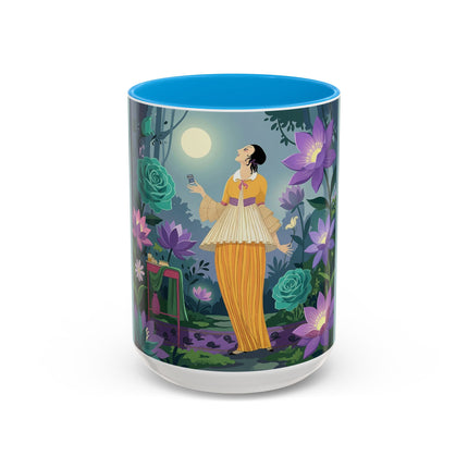 The Lady Of The Moonlit Garden Colorful Mugs – Art Deco Botanical Serenity