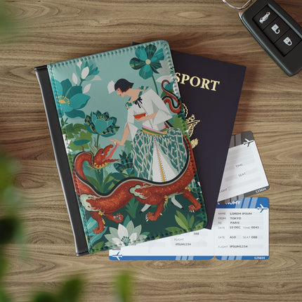 🐉🌿 The Dragon Keeper Passport Cover – Art Deco Floral Fantasy