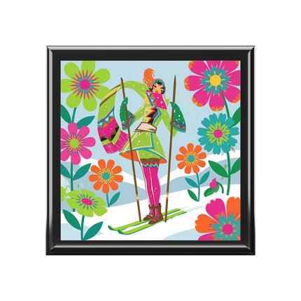 🎿🌸 The Winter Flower Adventurer Jewelry Box – Colorful Ski Fantasy