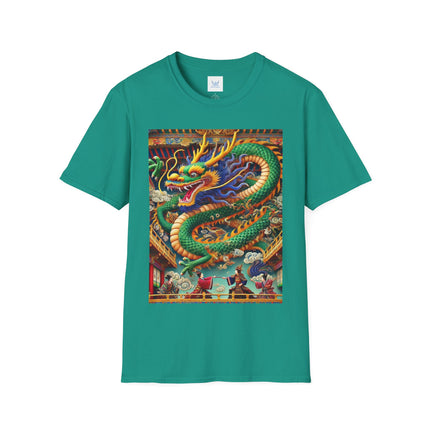 Tibetan Dragon Over Kabuki Duel Softstyle T-Shirt