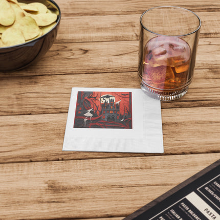 Halloween Night Scene White Coined Napkins