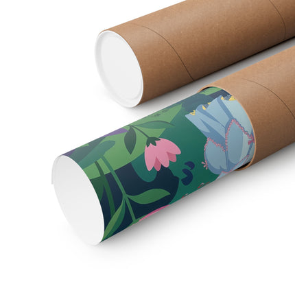 🌸🦋 The Lady Of The Enchanted Flower Forest Matte Vertical Poster – Art Deco Woodland Whimsy