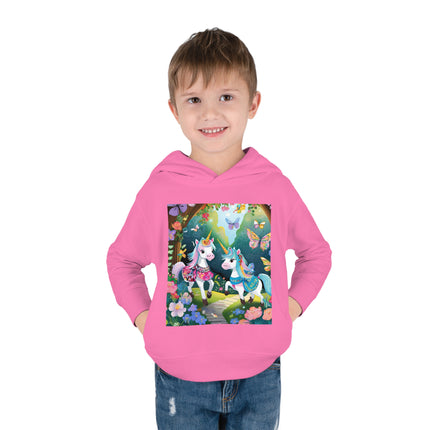 Baby Unicorns and Fluttering Butterflies Toddler Pullover Fleece Hoodie