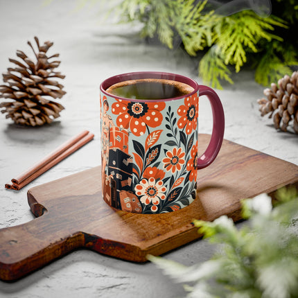 🧳🌼 The Grand Floral Voyage Colorful Mug – Art Deco Travel Elegance