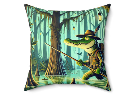 Swamp Stalker Spun Polyester Square Pillow