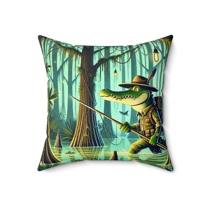 Swamp Stalker Spun Polyester Square Pillow