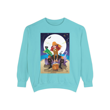 Moonlit Pirate Halloween Unisex Garment-Dyed Sweatshirt