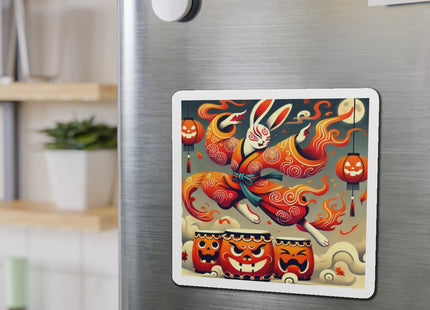 Jack-O’-Lantern Drums & The Kabuki Rabbit Die-Cut Magnets (4 Sizes)