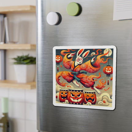 Jack-O’-Lantern Drums & The Kabuki Rabbit Die-Cut Magnets (4 Sizes)