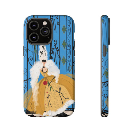 🎭🌹 The Lady At The Masquerade Gates Phone Case – Art Deco Fashion Illustration